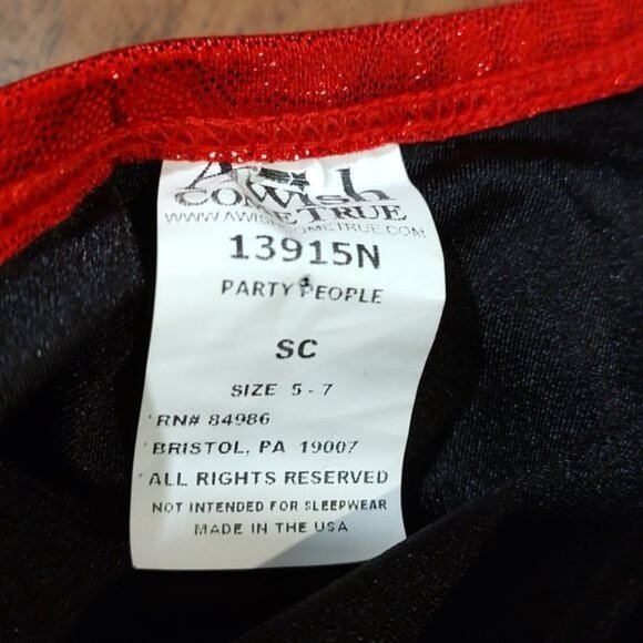 A Wish Come True Small Child 5 6 7 SC sequins red leotard feathers black - Picture 6 of 6